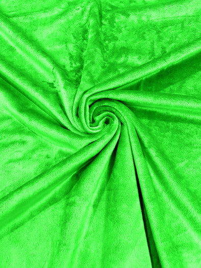 Lime Minky Solid Silky Plush Faux Fur Fabric - Sold by the yard