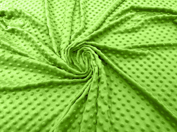 Lime Green 58" Wide 100% Polyester Minky Dimple Dot Comfy Cuddle Fabric Sold by The Yard.