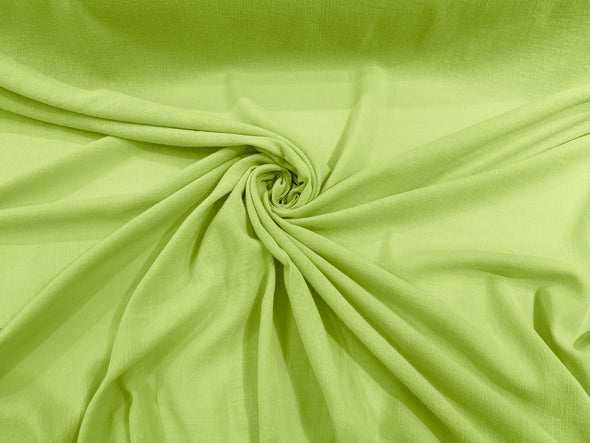 Lime Cotton Gauze Fabric Wide Crinkled Lightweight Sold by The Yard