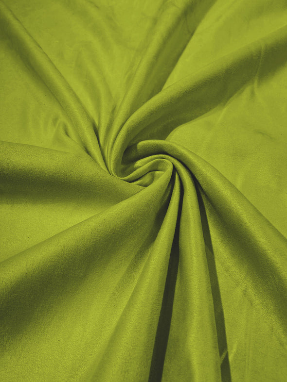 Lime Faux Suede Polyester Fabric | Microsuede | 58" Wide | Upholstery Weight, Tablecloth, Bags, Pouches, Cosplay, Costume