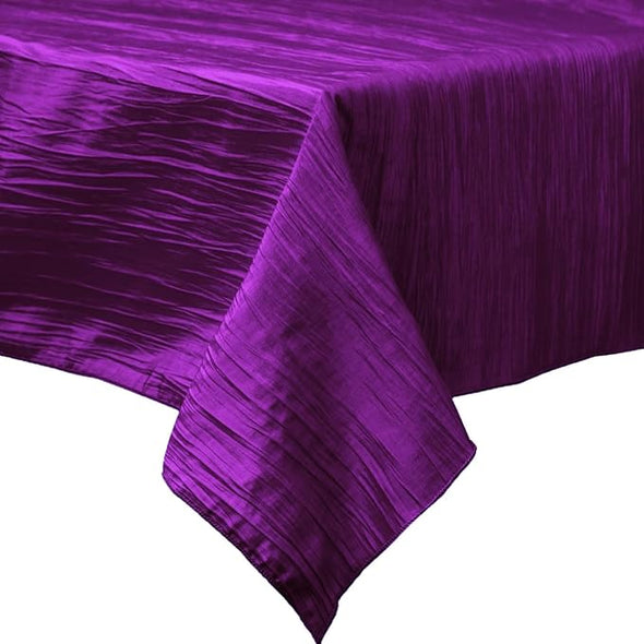 Magenta Rectangular Light Weight Accordion Design Crushed Taffeta Seamless Table Overlay.