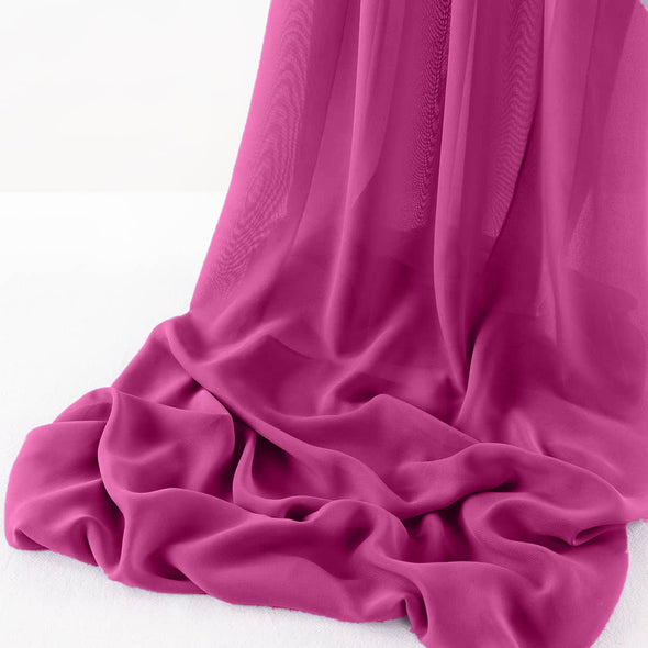 Magenta Wool Dobby Chiffon Sheer Table Runner for Wedding, Decorations for Birthday Parties, Banquets, Engagements.