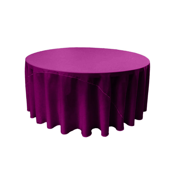 Magenta Solid Round Polyester Poplin Tablecloth With Seamless