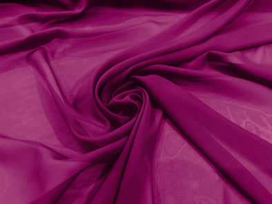 Magenta Polyester 58/60" Wide Soft Light Weight, Sheer, See Through Chiffon Fabric Sold By The Yard.