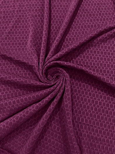 Magenta Honeycomb 4-Way Stretch Knit Fabric for Leggings, Athletic Wear, Work Out Gear, Biker Fabric.