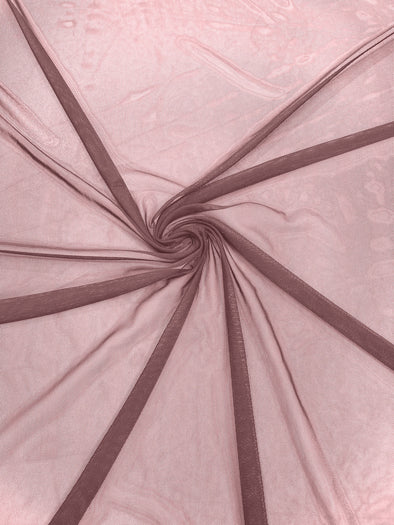 Mauve 58/60" Wide Solid Stretch Power Mesh Fabric Spandex/ Sheer See-Though/Sold By The Yard.