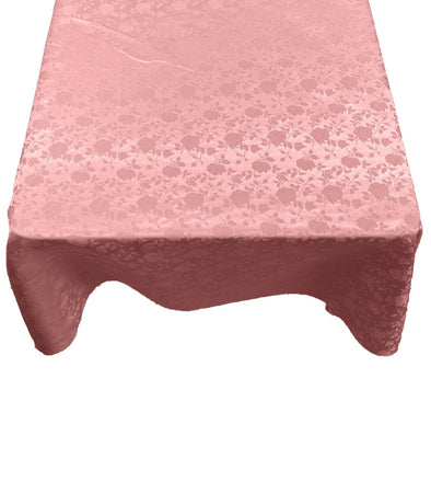 Mauve Square Tablecloth Roses Jacquard Satin Overlay for Small Coffee Table Seamless