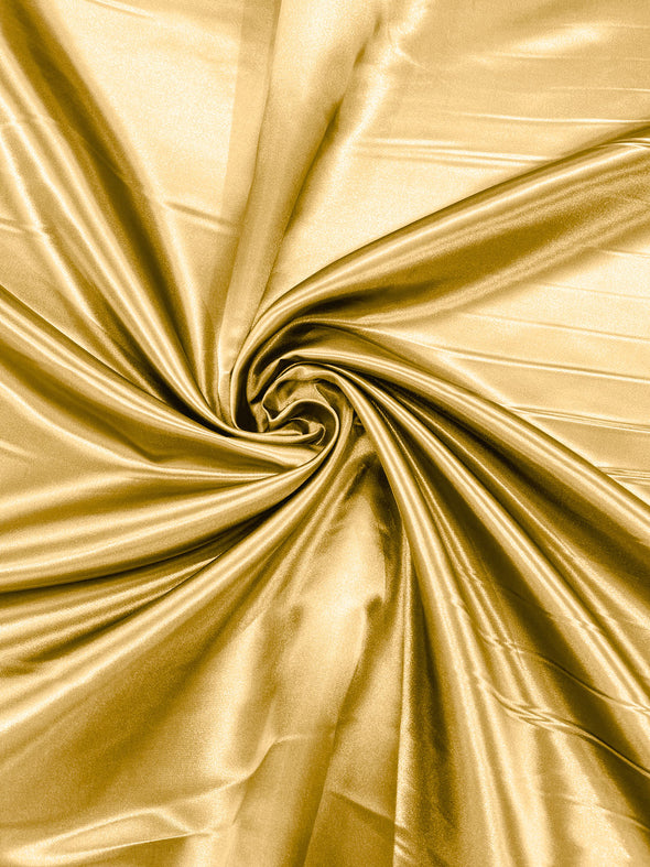 Medium Gold Heavy Shiny Bridal Satin Fabric for Wedding Dress, 60" inches wide sold by The Yard. Modern Color