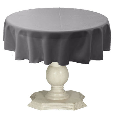 Medium Gray Round Tablecloth Solid Dull Bridal Satin Overlay for Small Coffee Table Seamless