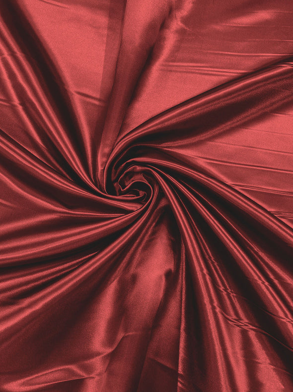 Medium Burgundy Heavy Shiny Bridal Satin Fabric for Wedding Dress, 60" inches wide sold by The Yard. Modern Color