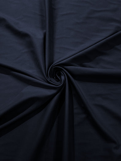 Midnight Navy Blue Stretch Ponte De Roma 320 GSM Knit Poly Rayon Fabric, Sold by the Yard.