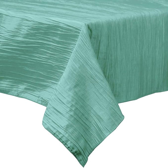 Mint Green Rectangular Light Weight Accordion Design Crushed Taffeta Seamless Table Overlay.