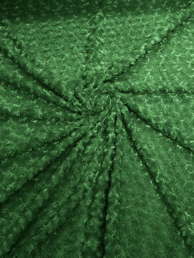 Mint Green 58" Wide Minky Swirl Rose Blossom Ball Rosebud Plush Fur Fabric Polyester-Sold by Yard.