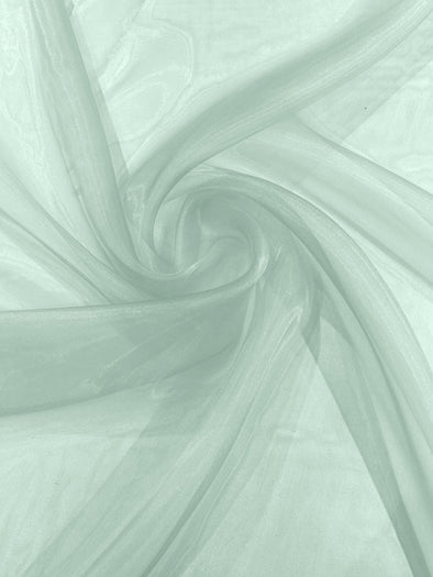 Mint 58/60"Wide 100% Polyester Soft Light Weight, Sheer Crystal Organza Fabric Sold By The Yard