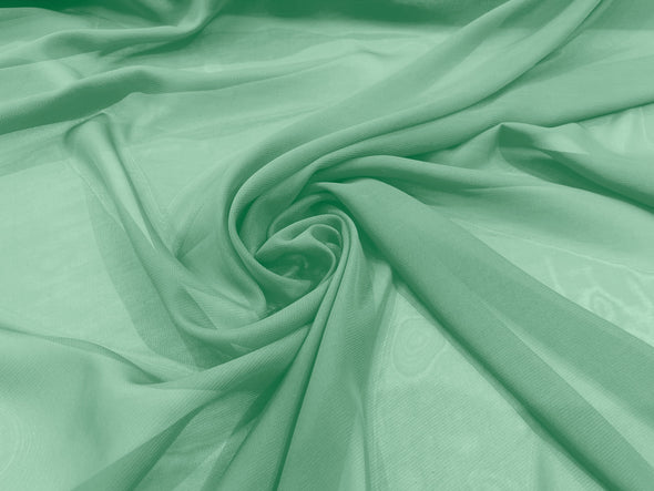 Mint Polyester 58/60" Wide Soft Light Weight, Sheer, See Through Chiffon Fabric Sold By The Yard.