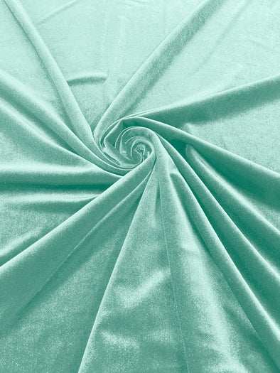 Mint 60" Wide 90% Polyester 10 percent Spandex Stretch Velvet Fabric for Sewing Apparel Costumes Craft, Sold By The Yard.