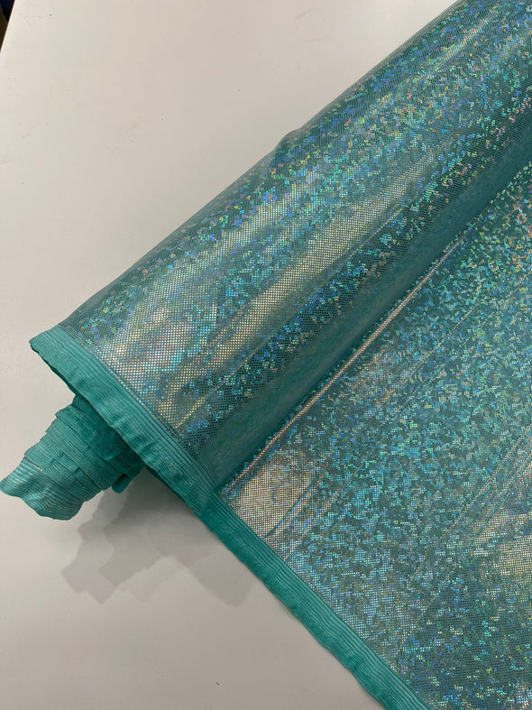 Mint Shattered Glass Foil Hologram/58” Wide/4 Way Stretch Spandex Nylon Tricot. Sold by the yard.