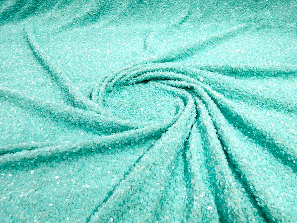 54" Stretch Velvet with Luxury Sequins All Over 5mm Shining Sequins 2-Way Stretch. Sold by the yard.