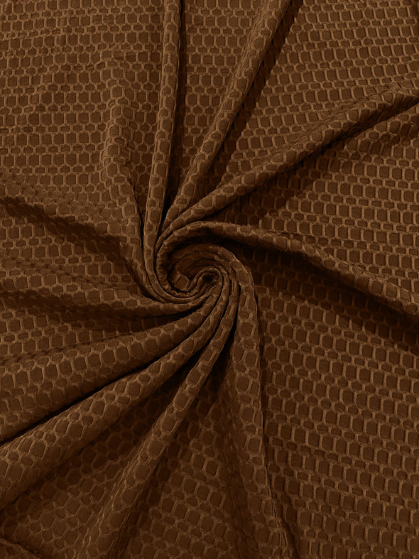 Mocha Honeycomb 4-Way Stretch Knit Fabric for Leggings, Athletic Wear, Work Out Gear, Biker Fabric.