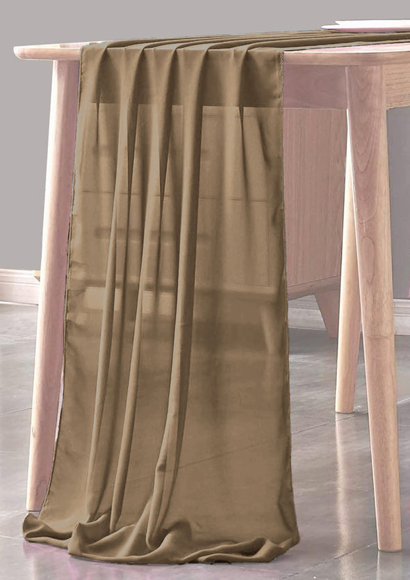 Mocha Sheer Table Runner for Wedding, Decorations for Birthday Parties, Banquets, Engagements.