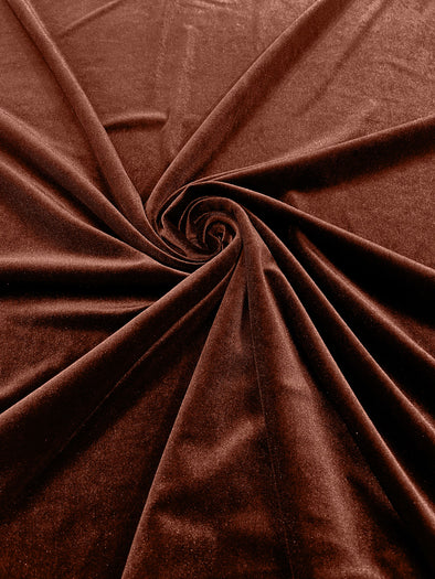 Mocha 60" Wide 90% Polyester 10 percent Spandex Stretch Velvet Fabric for Sewing Apparel Costumes Craft, Sold By The Yard.
