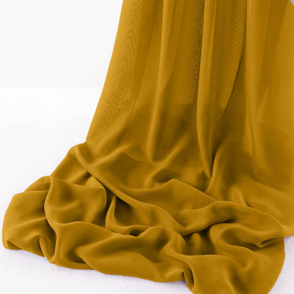 Mustard Pack of 5 10ft Wool Dobby Chiffon Table Runner 29x120 Inches Runner for Wedding, Decorations for Birthday Parties, Banquets, Engagements, Sheer