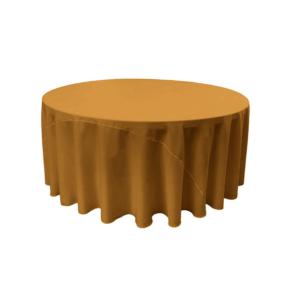 Mustard Solid Round Polyester Poplin Tablecloth With Seamless