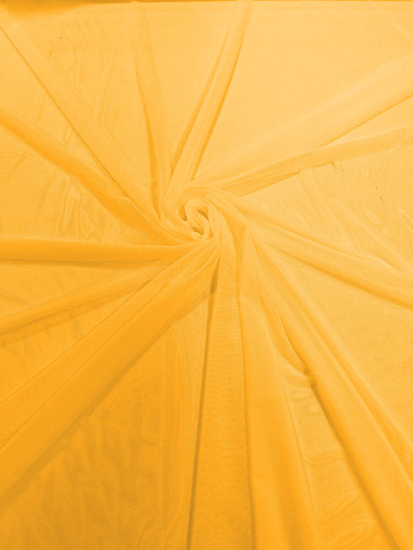 Mustard 58/60" Wide Solid Stretch Power Mesh Fabric Spandex/ Sheer See-Though/Sold By The Yard.