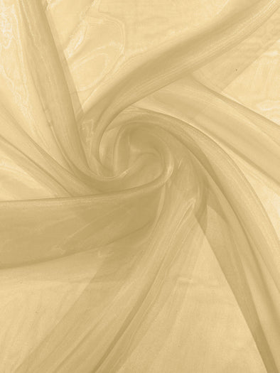 N/Gold 58/60"Wide 100% Polyester Soft Light Weight, Sheer Crystal Organza Fabric Sold By The Yard