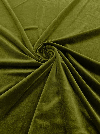 N/Olive 60" Wide 90% Polyester 10 percent Spandex Stretch Velvet Fabric for Sewing Apparel Costumes Craft, Sold By The Yard.