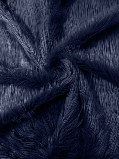 Navy Blue Long Pile Soft Faux Fur Fabric for Fur suit, Cosplay Costume, Photo Prop, Trim, Throw Pillow, Crafts.