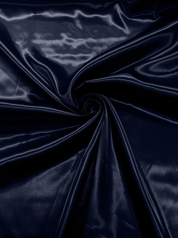 Navy Blue Shiny Charmeuse Satin Fabric for Wedding Dress/Crafts Costumes/58” Wide /Silky Satin