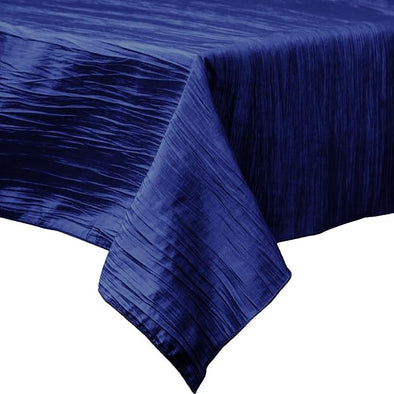 Navy Blue Square Light Weight Accordion Design Crushed Taffeta Seamless Table Overlay.