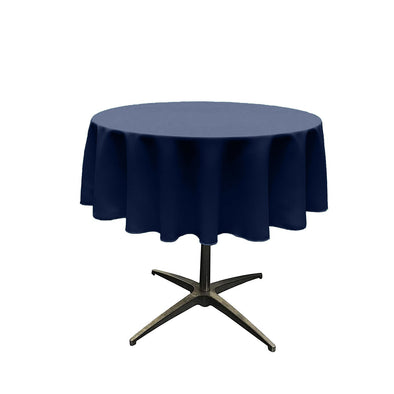 Navy Blue Solid Round Polyester Poplin Tablecloth Seamless