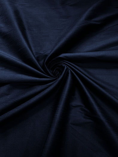 Navy Blue Polyester Dupioni Silk Fabric. Multipurpose Fabric for Décor/Dress/Window Curtains/Roman Shades/Clothes/ Sold By The Yard