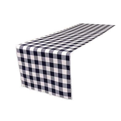 Navy Blue 12" Wide by The Size of Your Choice, Polyester Poplin Gingham, Checkered, Plaid Table Runner.