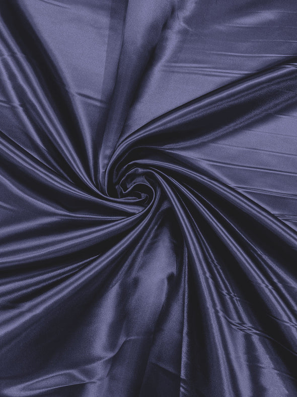 Navy Blue  Heavy Shiny Bridal Satin Fabric for Wedding Dress, 60" inches wide sold by The Yard. Modern Color