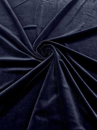 Navy Blue 60" Wide 90% Polyester 10 percent Spandex Stretch Velvet Fabric for Sewing Apparel Costumes Craft, Sold By The Yard.