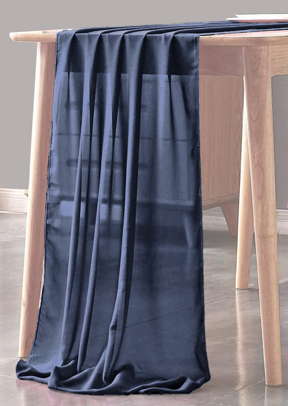 Navy Blue Sheer Table Runner for Wedding, Decorations for Birthday Parties, Banquets, Engagements.