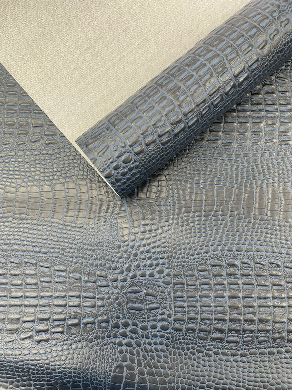Crocodile Marine Vinyl 2 Tone Upholstery, Crocodile Skin Texture Faux Leather PVC Vinyl, 54" Wide.