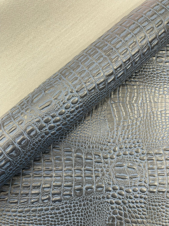 Crocodile Marine Vinyl 2 Tone Upholstery, Crocodile Skin Texture Faux Leather PVC Vinyl, 54" Wide.