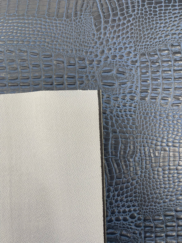 Crocodile Marine Vinyl 2 Tone Upholstery, Crocodile Skin Texture Faux Leather PVC Vinyl, 54" Wide.