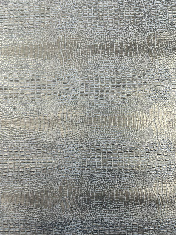 Crocodile Marine Vinyl 2 Tone Upholstery, Crocodile Skin Texture Faux Leather PVC Vinyl, 54" Wide.