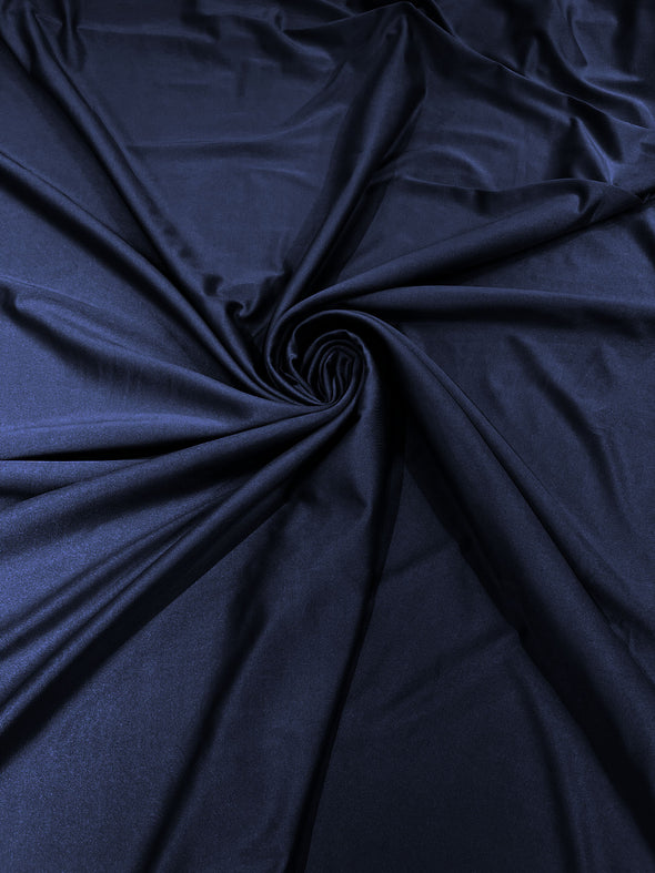 Navy Blue Shiny Milliskin Nylon Spandex Fabric 4 Way Stretch 58" Wide Sold by The Yard