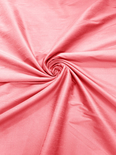 Neon Coral Polyester Dupioni Faux Silk Fabric/ 55” Wide/Wedding Fabric/Home Décor.