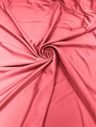 Neon Coral Shiny Milliskin Nylon Spandex Fabric 4 Way Stretch 58" Wide Sold by The Yard