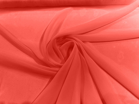 Neon Fuchsia Polyester 58/60" Wide Soft Light Weight, Sheer, See Through Chiffon Fabric Sold By The Yard.
