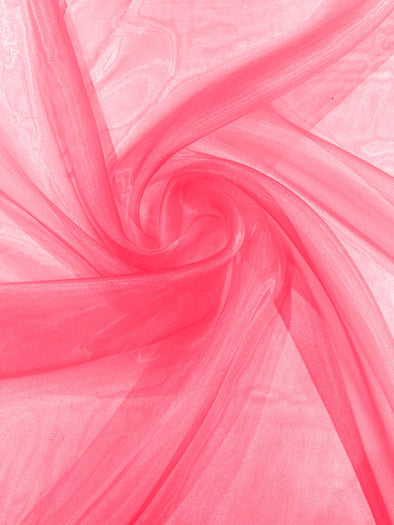 Neon Fuchsia 58/60"Wide 100% Polyester Soft Light Weight, Sheer Crystal Organza Fabric Sold By The Yard