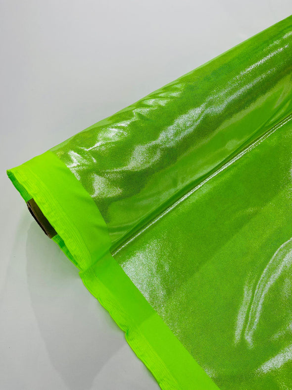 Neon Green-Silver Foggy Foil All Over Foil Metallic Nylon Spandex 4 Way Stretch/58 Inches Wide/Costplay/