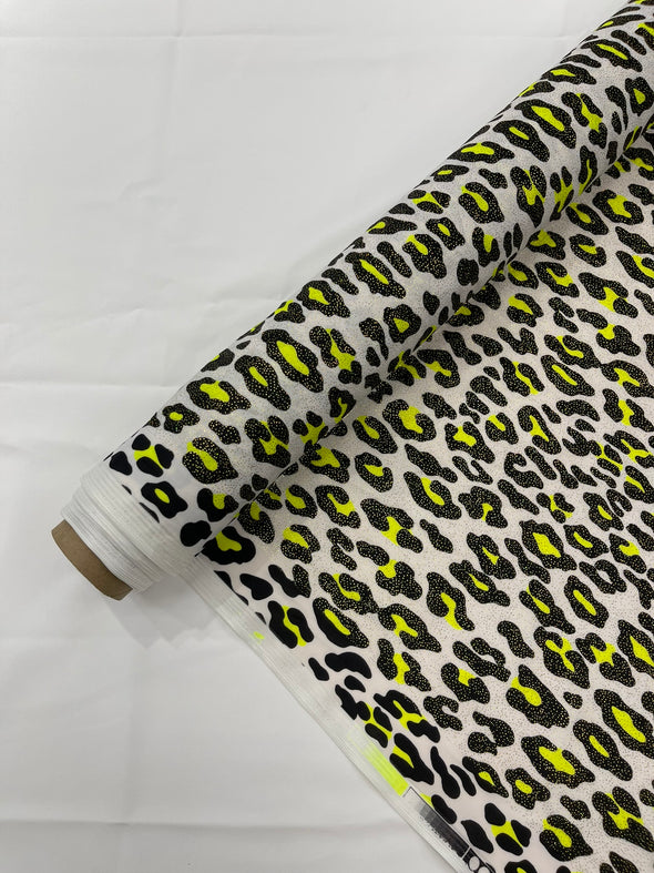 Foil Leopard Print On a Stretch Nylon Spandex Tricot/Milliskin -Sold by the yard.